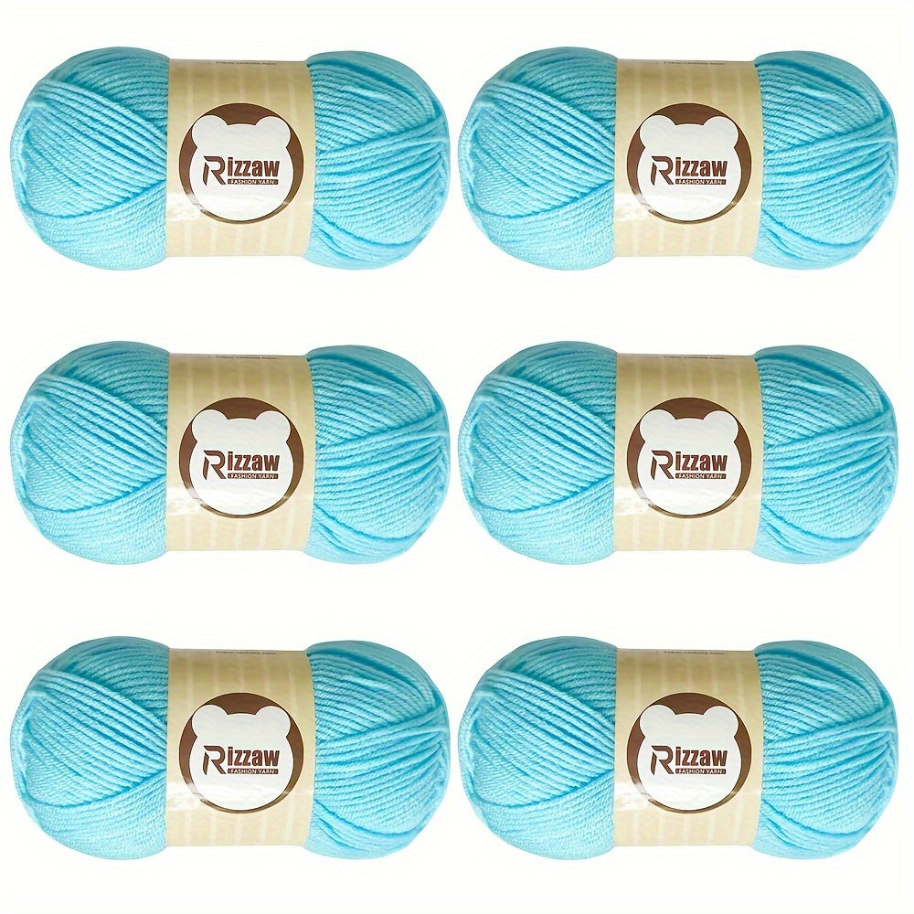 6 Pieces of 50g Soft Acrylic Yarn for Crocheting and Knitting, Assorted Colors