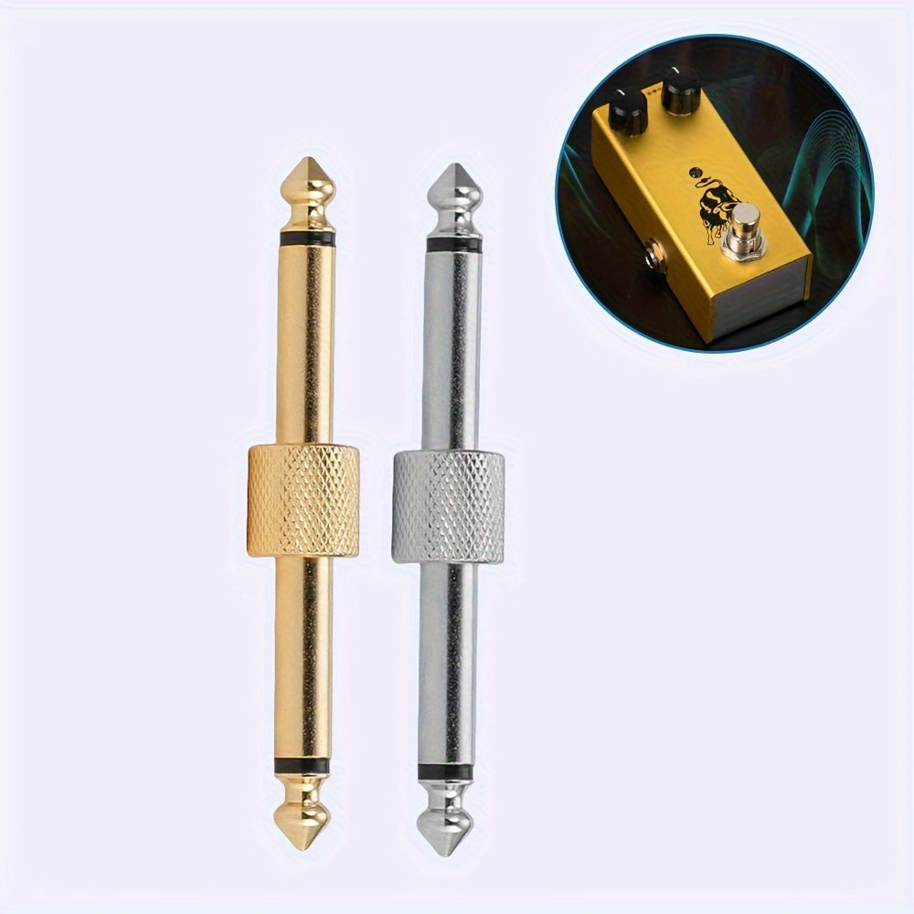 Gold Plated 1/4 Inch Male to Male Guitar Pedal Coupler for Pedalboard Space Saving