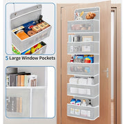 Katta tarmoqli osilgan tashkilotchi, kosmetika, o'yinchoqlar va saqlash uchun shaffof cho'ntaklar bilan