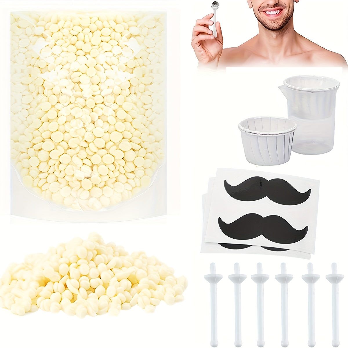 Unisex Waxing Kit For Nose And Ear Hair Removal 50g Wax Beans 6 Sticks