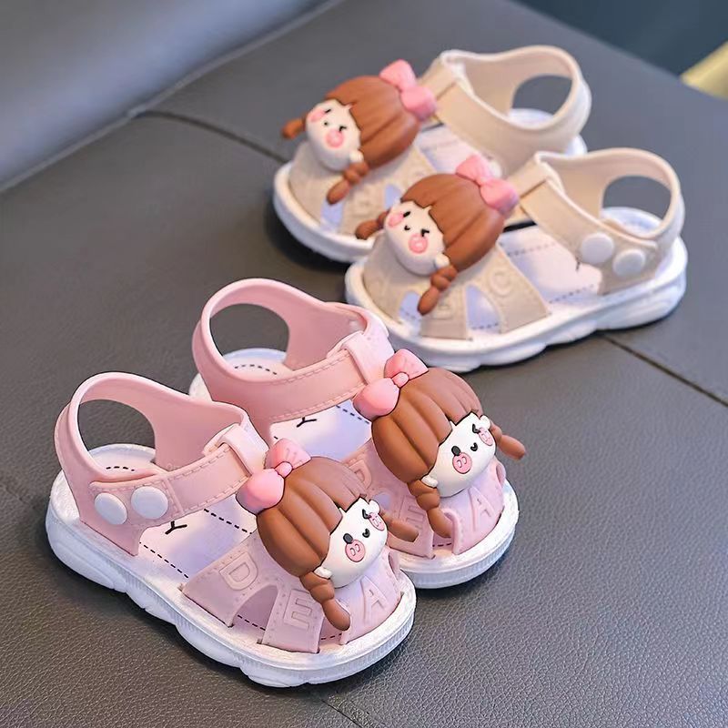 Girls Summer 2024 Cartoon Princess Sandals Toddler Infants PVC Low Top Buckle Closure
