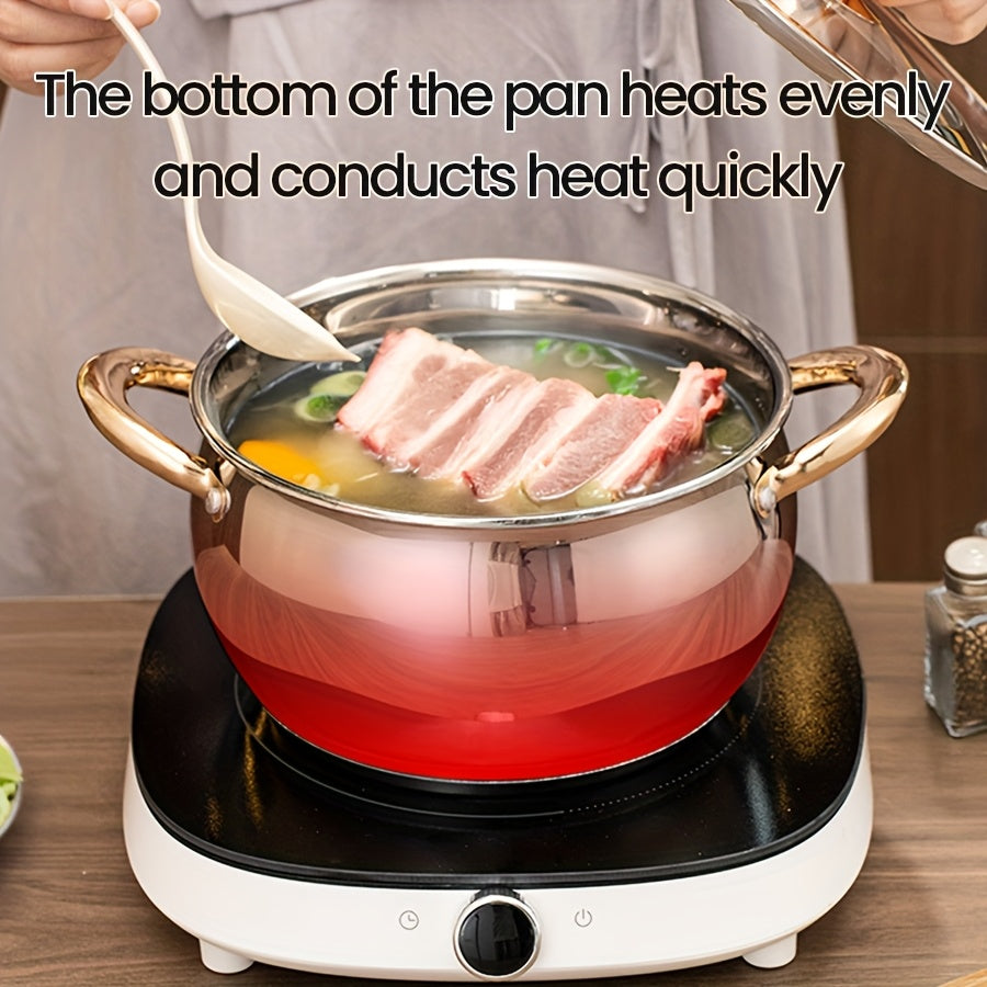 Juego de utensilios de cocina de acero inoxidable de 12 piezas con ollas, sartén, cazo y tapas