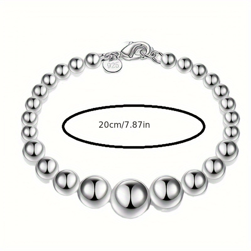 Pulsera de plata de ley con diseño de cuentas mate para uso diario de mujer