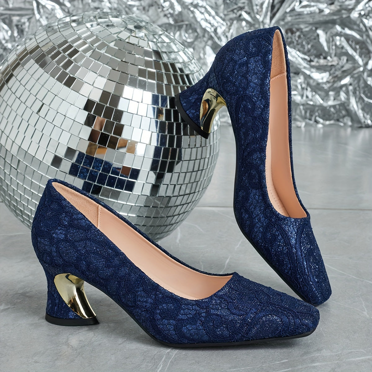 Women's Square Toe Stiletto Pump with Fabric Upper and TPU Sole