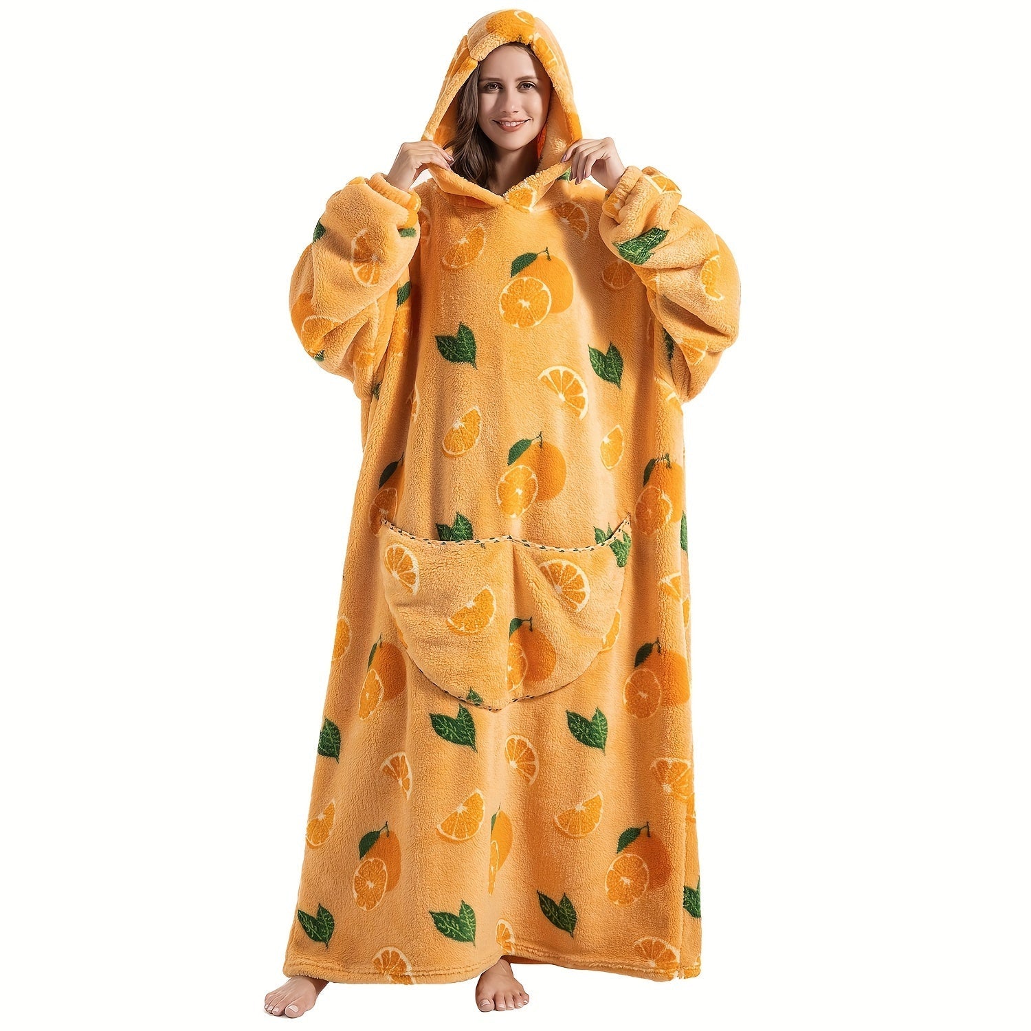 Adult Wearable Blanket Hoodie Oversized Sherpa Soft Long with Pockets