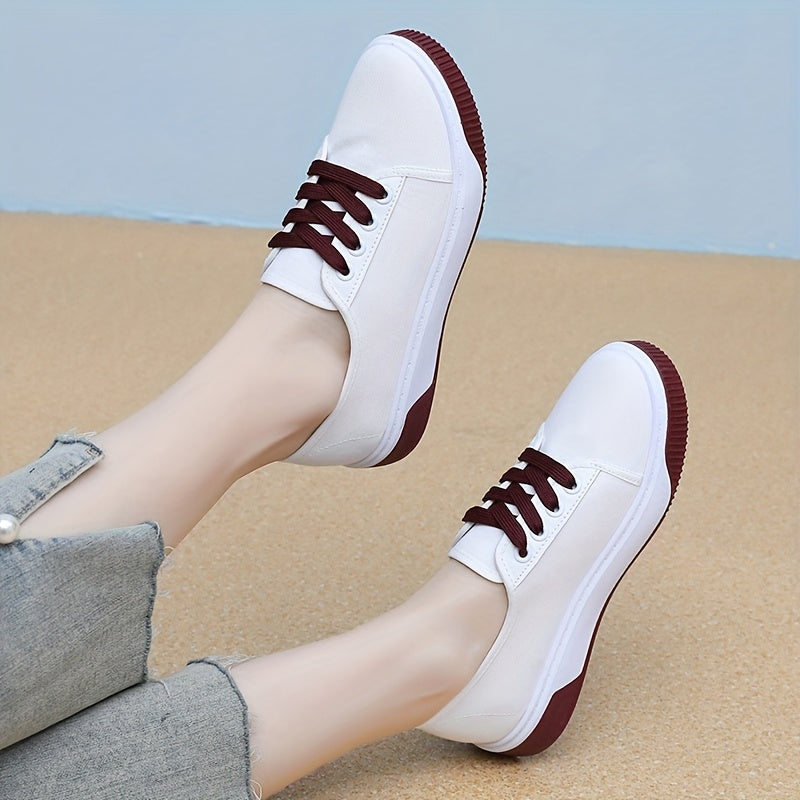 Women's Breathable Slip-On Sneakers All-Season Flat Shoes Black White