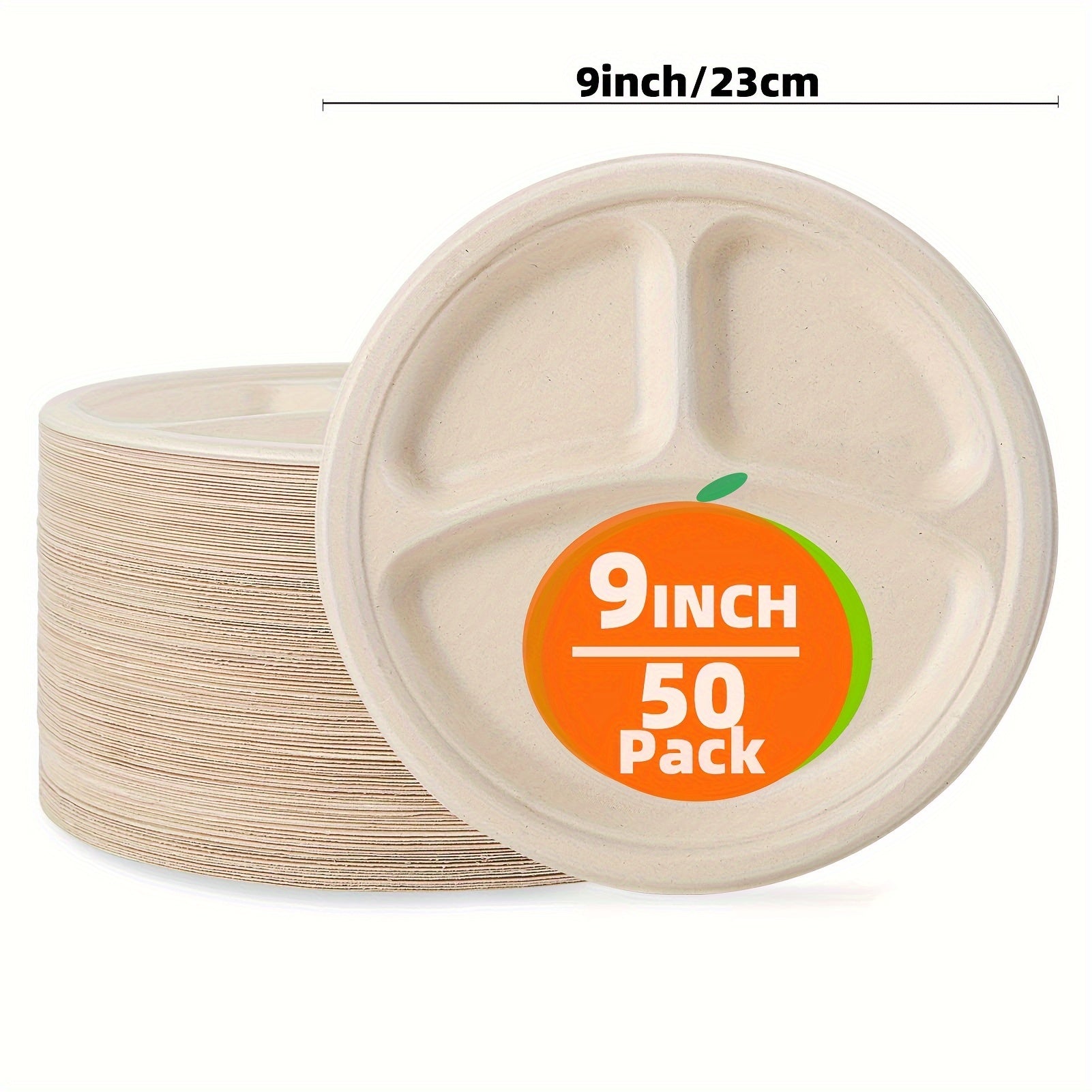 Bir martalik qog'oz plitalar 10 9 7 dyuym, 50 ta, 100 ta, partiyalar va pikniklar uchun paket