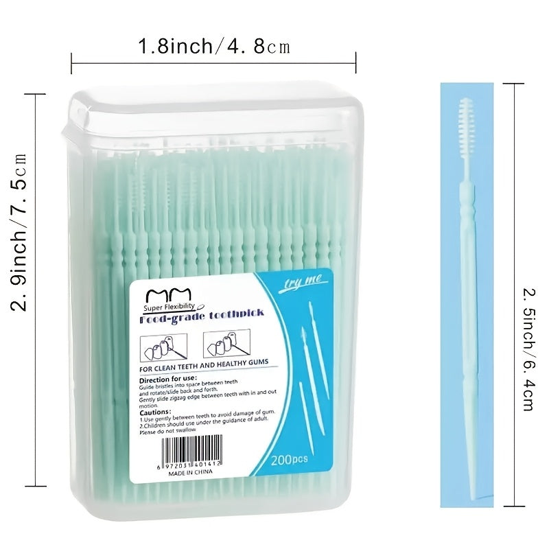 200Pcs Disposable Plastic Toothpicks Dual-Tip for Deep Clean Oral Care