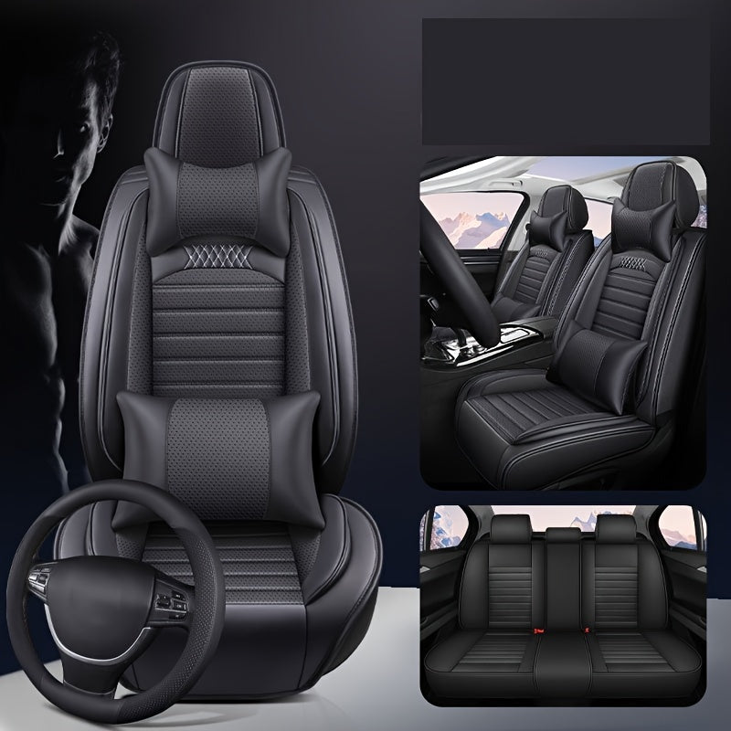 Universal PU Leather Seat Covers Full Set for 5-Seater All-Season