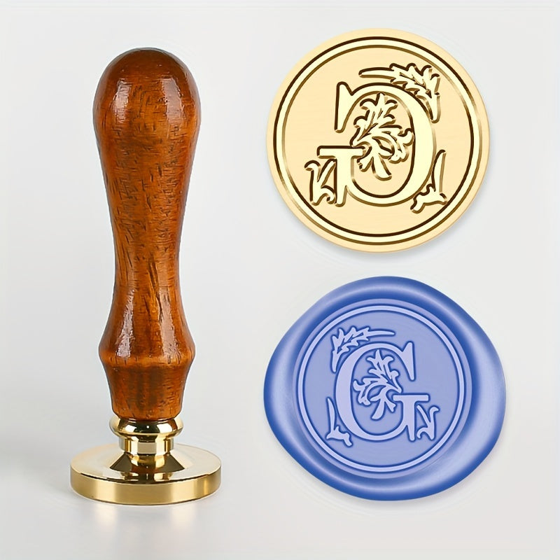 Wax Seal Stamp Set with 26 Letters Brass Head and Retro Wood Handle for Invitations and Gift Wrapping
