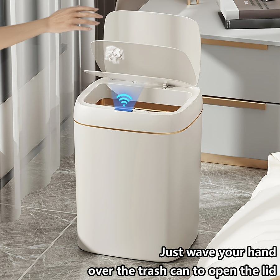 Infraqizil sensorli aqlli axlat qutisi, 12L/14L sig‘imi, batareya bilan ishlaydi, uy, ofis va maktab uchun ideal, jim operation, zamonaviy qopqoq uslubi, sumka ko‘rsatkichi.