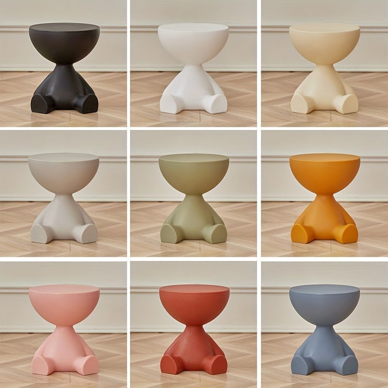 Cream-Style Round Side Table Lightweight Plastic Multi-Functional Ottoman for Living Room Bedroom Kitchen in Various Colors