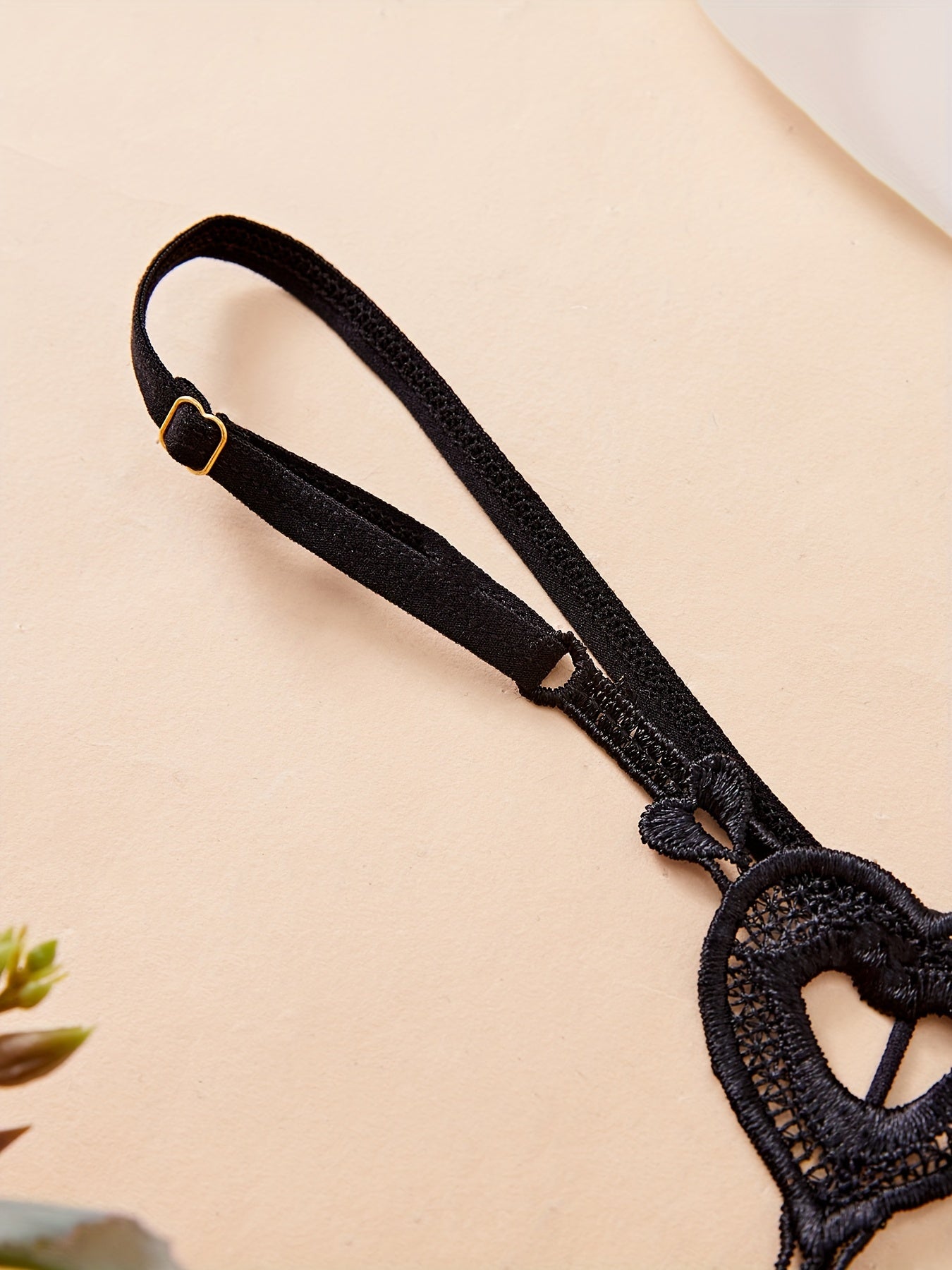 Adult Beaded Polyester Thong with Heart Drop Waist Luminous Bead Accents Knit Fabric Lingerie