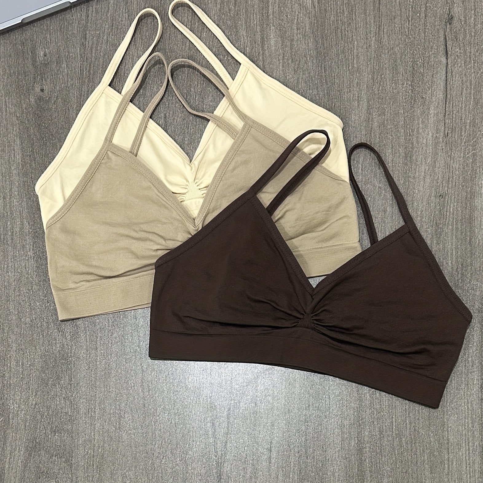 Women’s 3-Pack Seamless Bralettes Soft Stretch Knit No Underwire Padded Solid