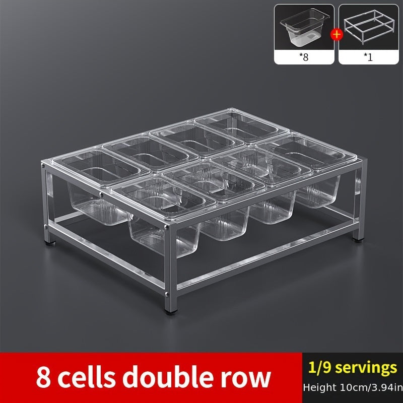 Stainless Steel Spice Racks Set with 8 Compartments for Kitchen and Restaurant Organization