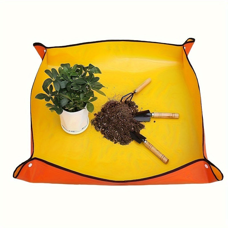 Waterproof Gardening Soil Changing Mat Red Yellow Plastic Easy to Clean for Indoor Outdoor Plant Digging Repotting