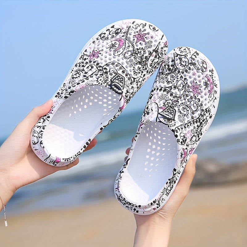 Women's EVA Slip-On Shoes with Star and Moon Pattern Flat Sandals