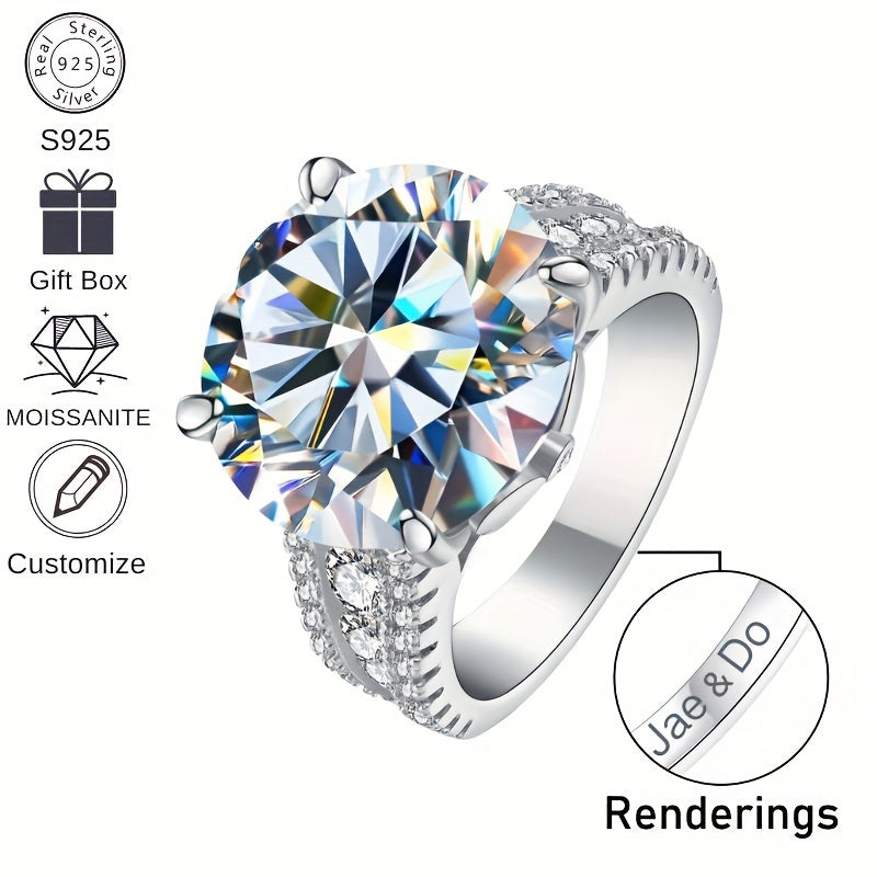 Silvery Tail Ring for Women and Men with 10ct Moissanite Adjustable Engagement Wedding Jewelry