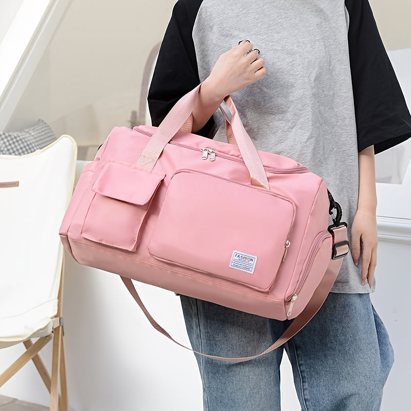 Sports Fitness Bag with Wet Dry Separation Oxford Cloth Travel Handbag Black