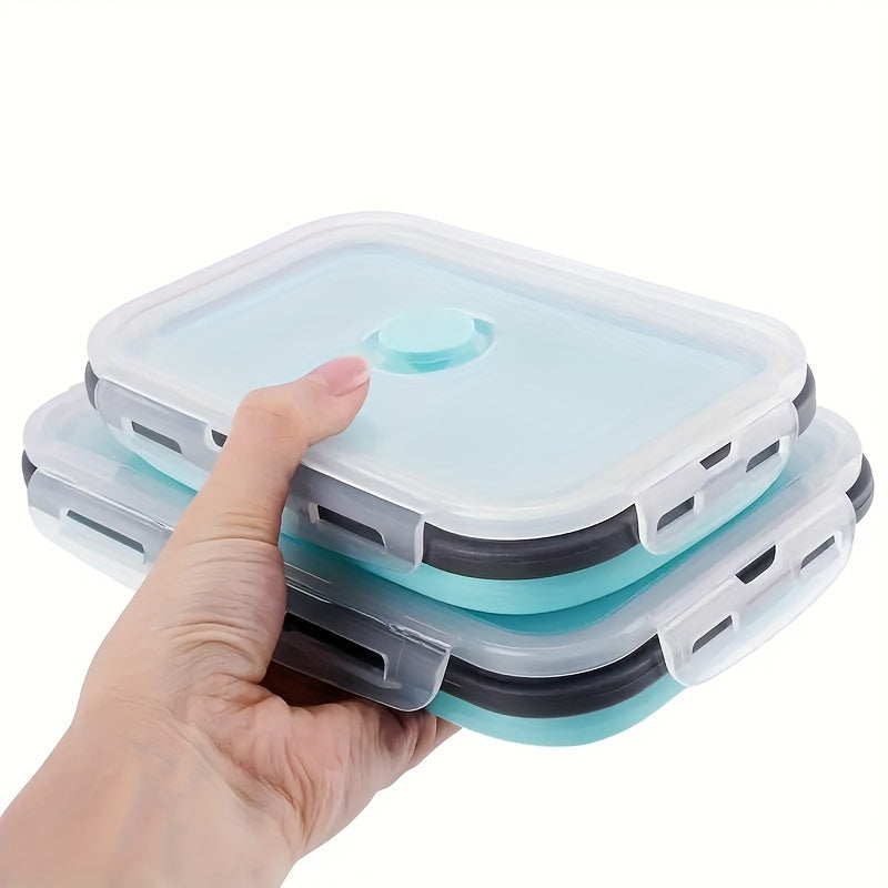 Set of Four Collapsible Silicone Food Storage Containers Stackable Meal Prep Bowls