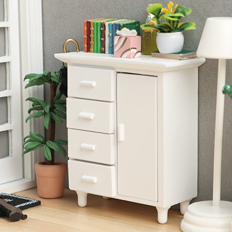 Tiny Wooden Bedside Table with Drawers for Dollhouses and Desktops