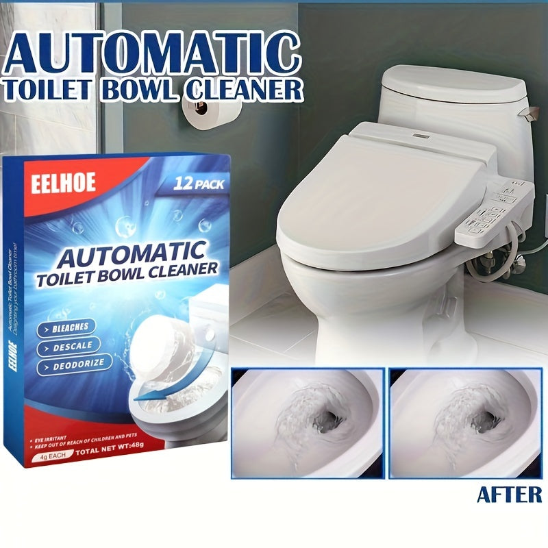 12/24 Toilet Cleaning Tablets, Deep Scale Remover, Odor Eliminator, Yellow Stain Cleaner