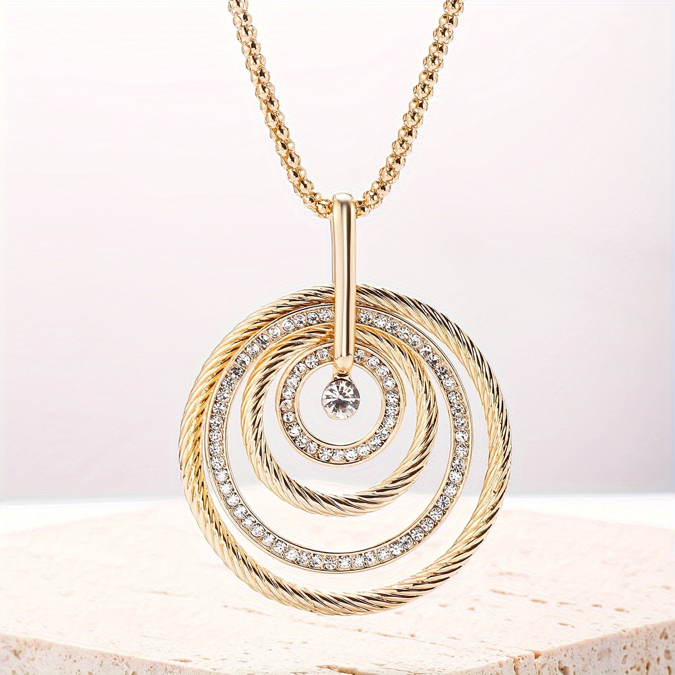 Retro Style Stainless Steel Pendant Necklace for Women Long Chain Jewelry Gift