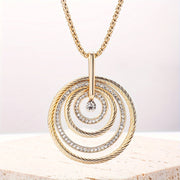 Retro Style Stainless Steel Pendant Necklace for Women Long Chain Jewelry Gift