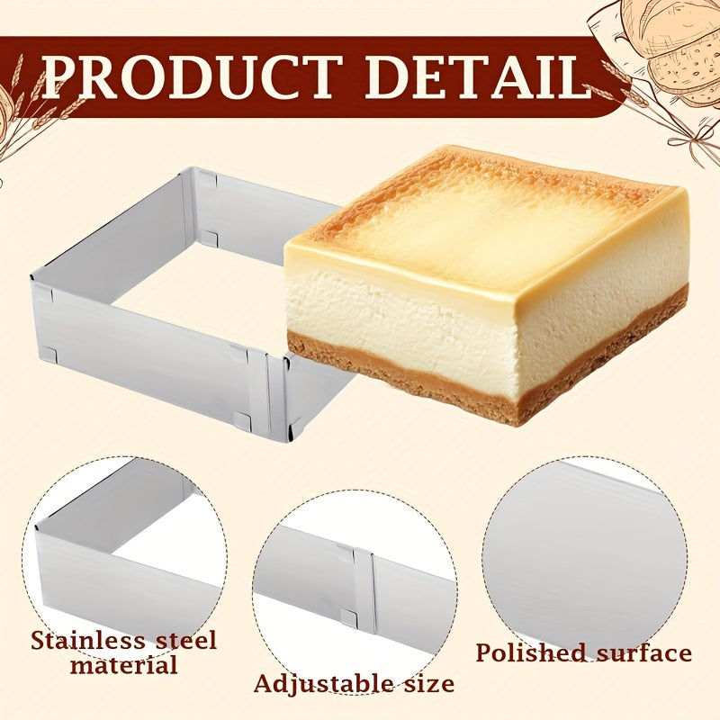 Adjustable Stainless Steel Rectangular Cake Mold for Baking Tiramisu Bread Pastries