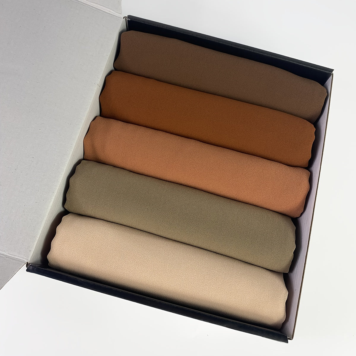 Set of 5 Women's Solid Color Chiffon Headscarves with Clips for Ramadan Gift