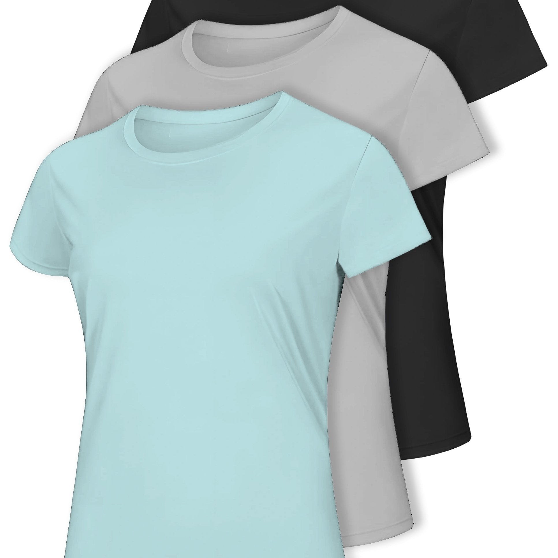 Women's Plus Size Round Neck T-Shirts Yoga Clothes Casual Tops Pack of 3 and 5
