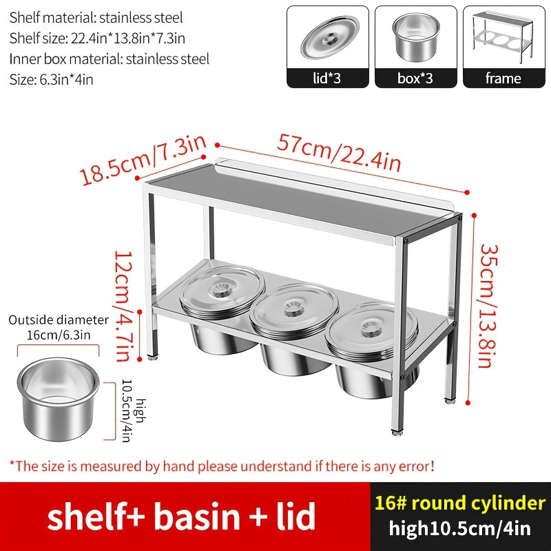 Commercial Grade Unfinished Stainless Steel 3-Tier Spice Rack Organizer with 16 Jars