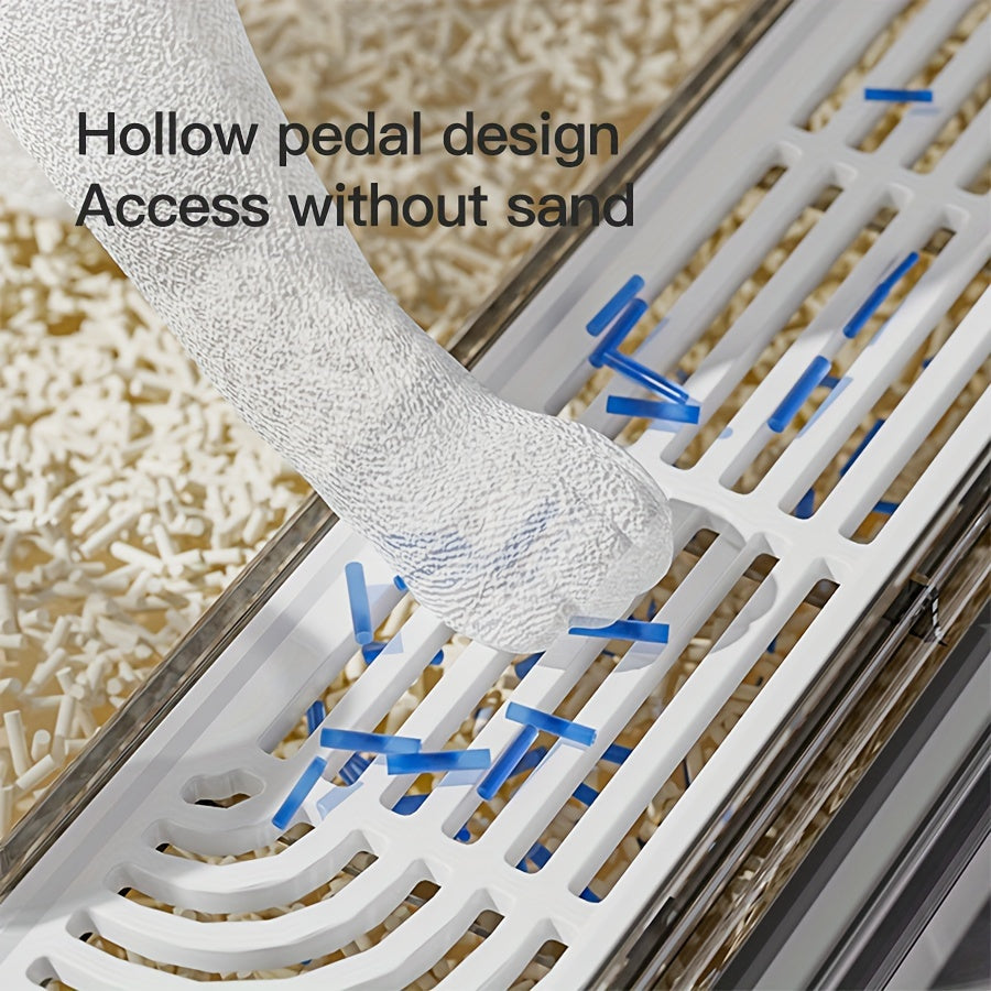 Rectangular Plastic Cat Litter Box with Removable Cover and Raised Edge