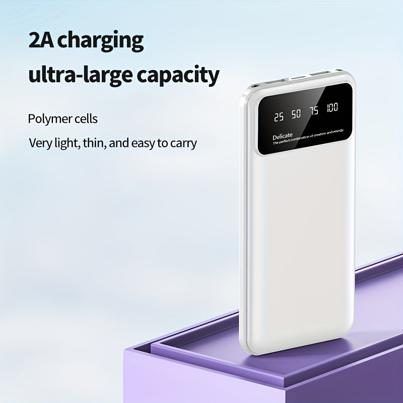 Портативный аккумулятор емкостью 20000mAh/10000mAh с LED-дисплеем, легкий и компактный. Совместим с устройствами iPhone/Android. Идеален для экстренных ситуаций.