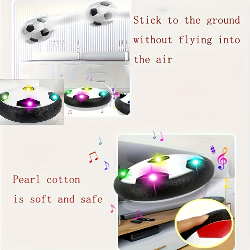 LED Light Air Cushion Football for Kids Indoor Outdoor Play White Black