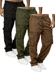 Men's Cargo Work Pants Set Large Size Polyester Casual All-Season