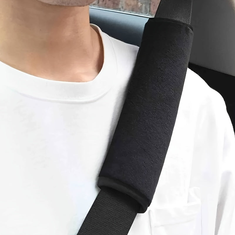 Almohadillas de hombro para cinturón de seguridad de coche, suaves, de felpa, spandex, funda de confort, negro, pack de 2