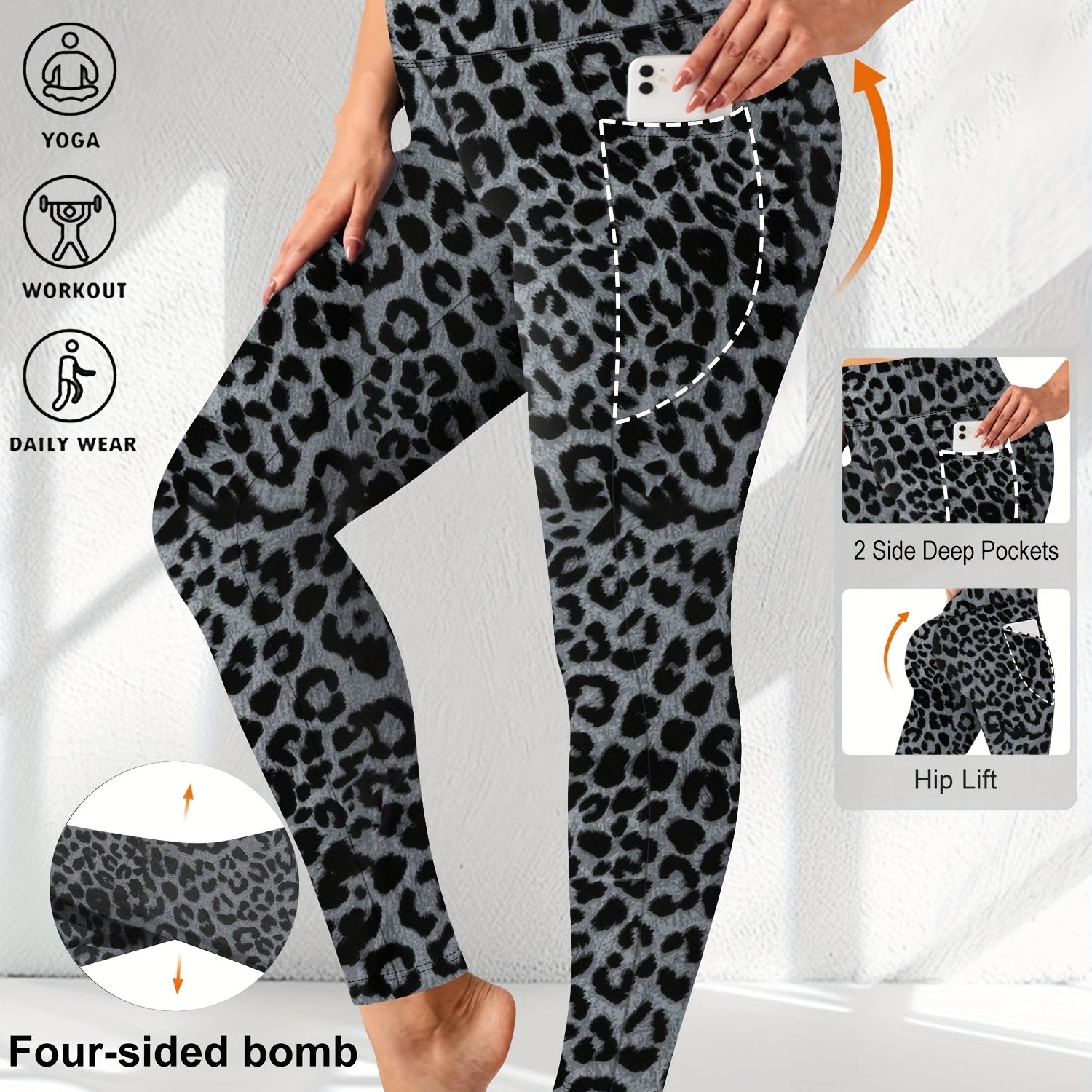 Women's High Waist Tummy Control Yoga Leggings with Pockets Red