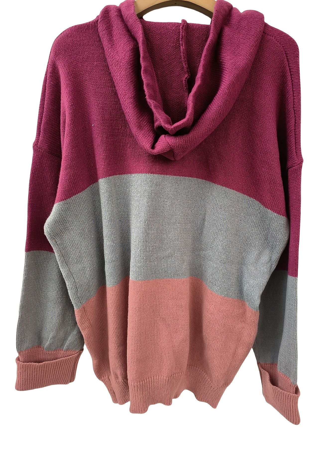 Plus Size Women's Hoodie Sweater Oversized Color Block Long Sleeve Pockets