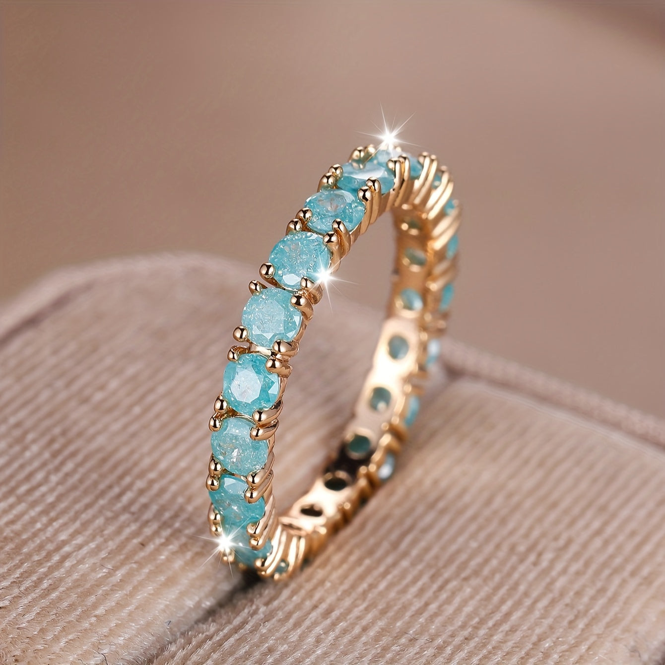 Elegant Boho Eternity Ring with Multicolor Zirconia Stones for Women