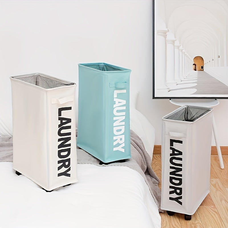 Laundry Basket with Wheels and Dustproof Mesh Cover for Clothes Transport and Sorting