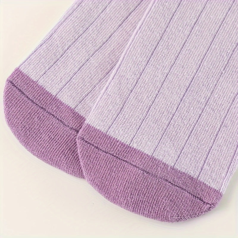 Teen Purple Knit Socks with Love Bow Pattern