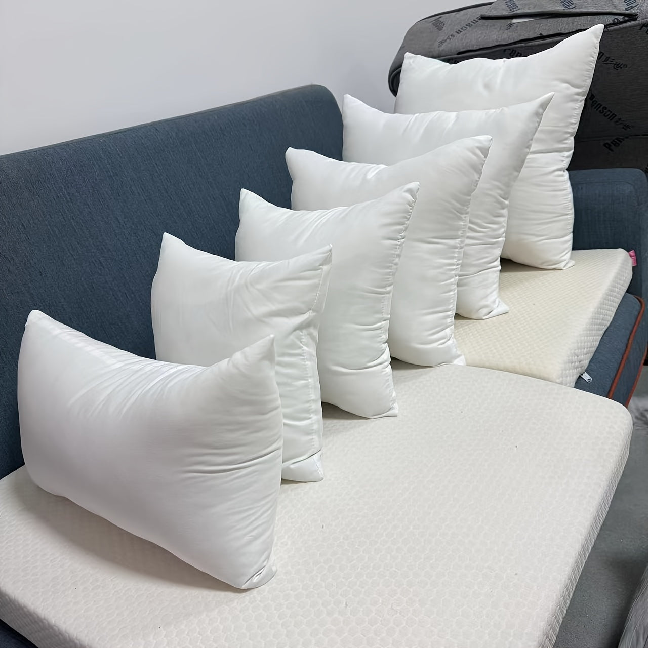 Set of 2 White Pillow Inserts for Sofa Bed and Living Room Decor