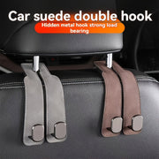 Universal Faux Leather Car Seat Headrest Hooks with Concealed Metal Slots