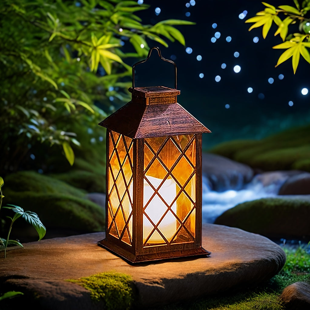 Solar Powered Outdoor Candle Light with Built-in LED Hanging Garden Yard Patio Porch