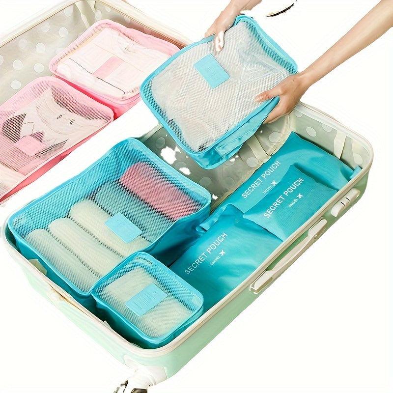 6pcs bolsas de almacenamiento para equipaje de viaje, ligeras, a prueba de polvo, organizadores de maquillaje