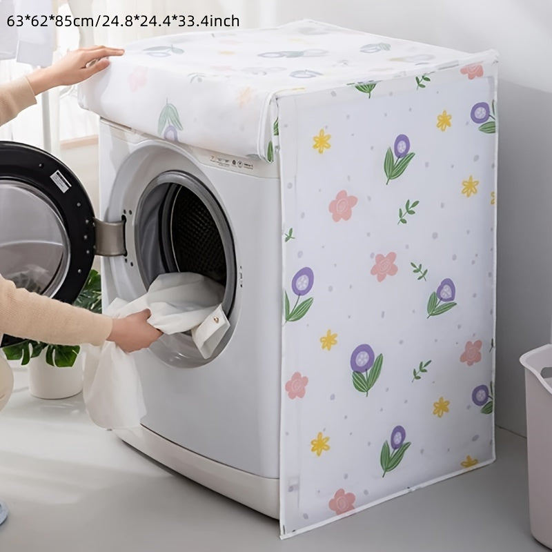 Waterproof PEVA Washing Machine Cover with Floral Design for Front Load Dust Protection