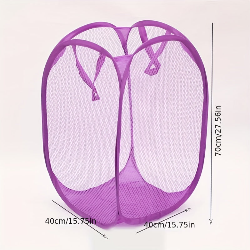Gran cesta de lavandería con apertura emergente y diseño transpirable de malla, cesta plegable para ropa y juguetes
