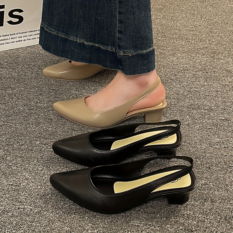 Women’s French-Inspired Pointed Toe Pumps Mid-Heel EVA Wedge Shoes Black Yellow