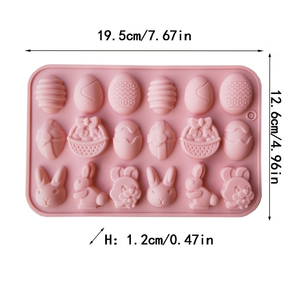 Silicone Easter Egg and Rabbit Candy Mold 18 Cavities for Handmade Cakes